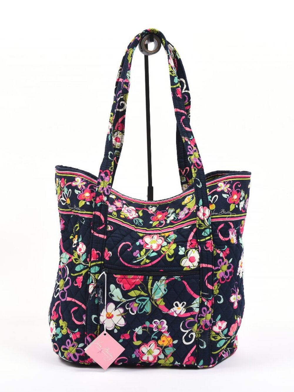 Vera Bradley Ribbons Large Tote Bag Navy Floral NWT Retired Pattern 18” Shoulder